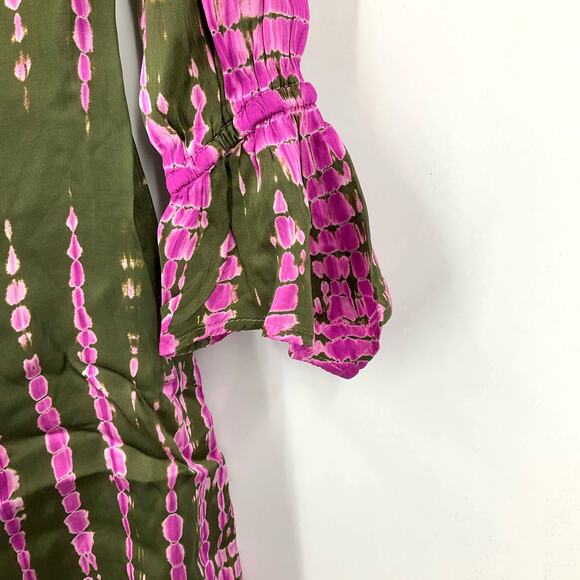 Young Fabulous & Broke Alya Bias Cut Mini Dress Green Pink Small - Picture 6 of 11